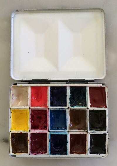 Classic Mini Palette Watercolor Set of 4 Colors. Handmade Watercolor Paint.  Travel Watercolor Palette. Eco Paints. Watercolor Supplies. 4 
