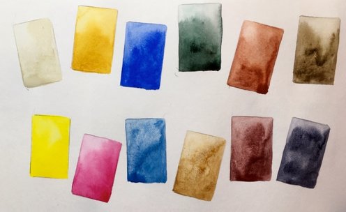 Painting a White Nights watercolour chart (12-tube set) 